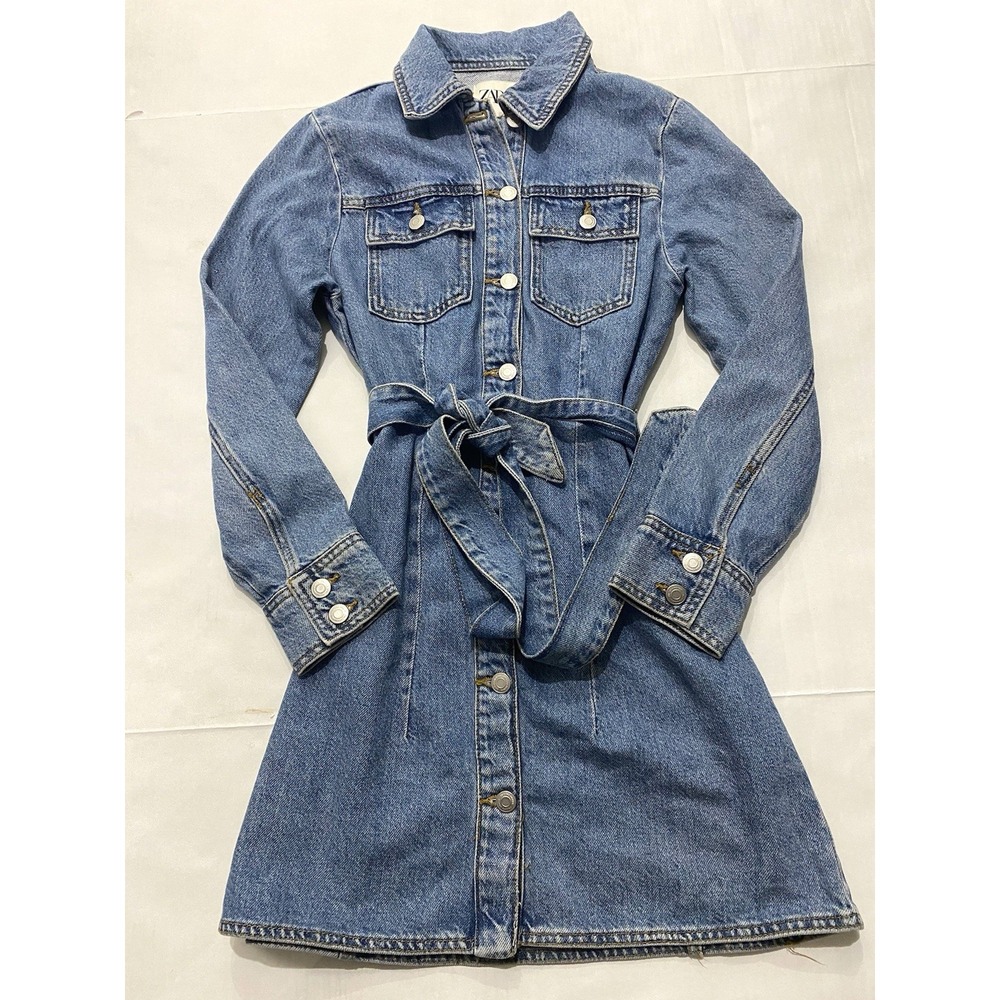 Zara Jean Dress. Denim Long Sleeve. Small